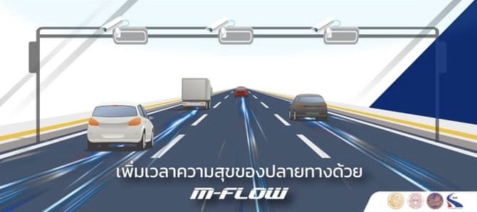 ภาพตัวอย่างวิธีการจัดเก็บค่าผ่านทางแบบ Multi-lane free flow (M-Flow)